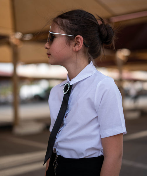 GIRL SHIRT WITH TIE بلوزة بناتي مع ربطة