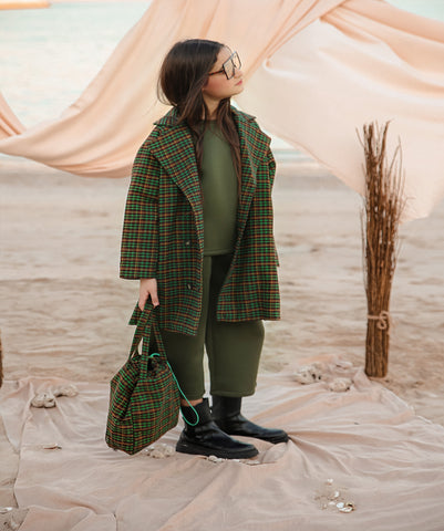 GIRL COAT WITH BAG  معطف بناتي مع شنطة